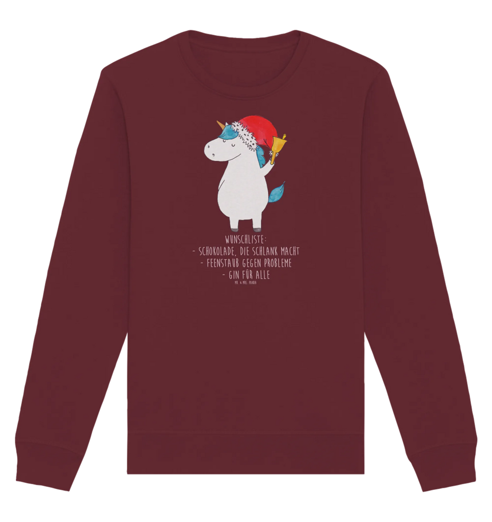 Organic Pullover unicorn Santa Claus Pullover, Pullover Männer, Pullover Frauen, Sweatshirt, Sweatshirt Männer, Sweatshirt Frauen, Unisex, Einhorn, Einhörner, Einhorn Deko, Unicorn, Gin, Schokolade, Schoki, Weihnachten, Weihnachtsmann, Nikolaus, Wunschzettel, Wunschliste, Feenstaub