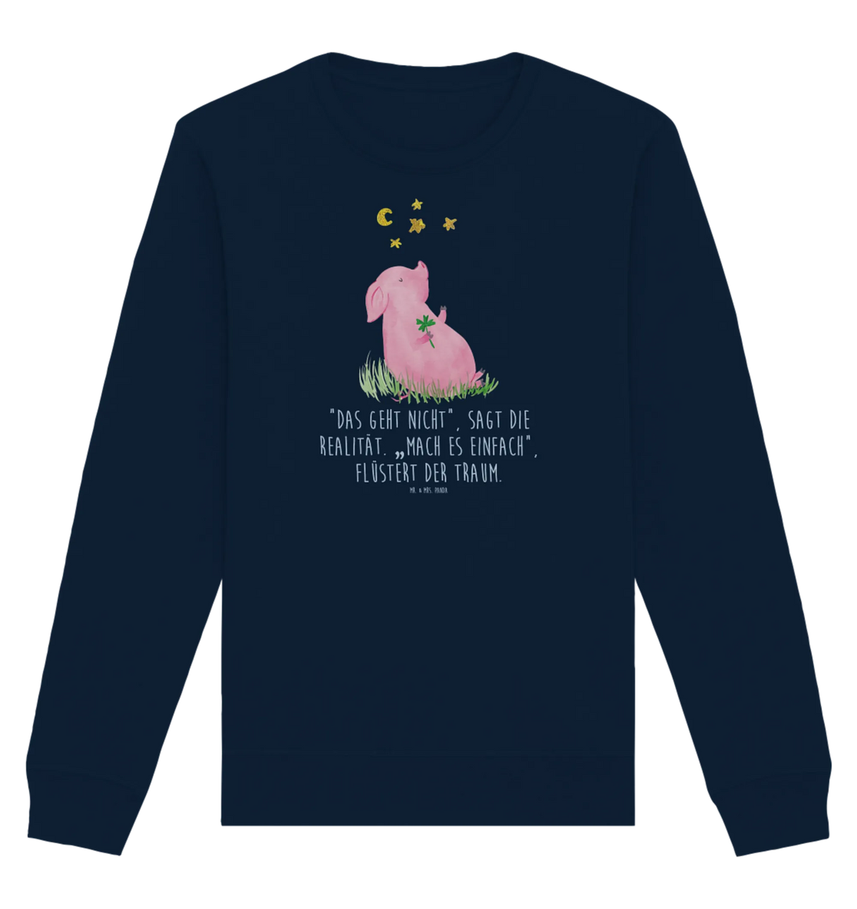 Organic Pullover Pig Luck Pullover, Pullover Männer, Pullover Frauen, Sweatshirt, Sweatshirt Männer, Sweatshirt Frauen, Unisex, Tiermotive, Gute Laune, lustige Sprüche, Tiere, Glücksschwein. Glück, Schwein, Schweinchen, Sterne, Sernchen, Ziele, Träume, Motivation, Glücksbringer