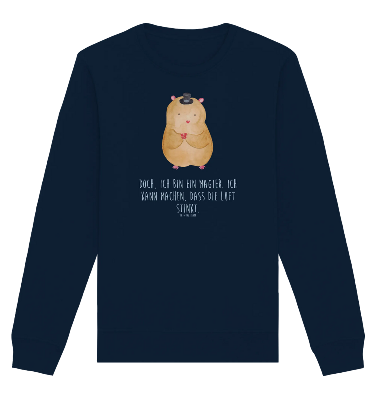 Bio Baumwoll Pullover Hamster Hut Pullover, Pullover Männer, Pullover Frauen, Sweatshirt, Sweatshirt Männer, Sweatshirt Frauen, Unisex, Tiermotive, Gute Laune, lustige Sprüche, Tiere, Hamster, Hut, Magier, Zylinder, Zwerghamster, Zauberer