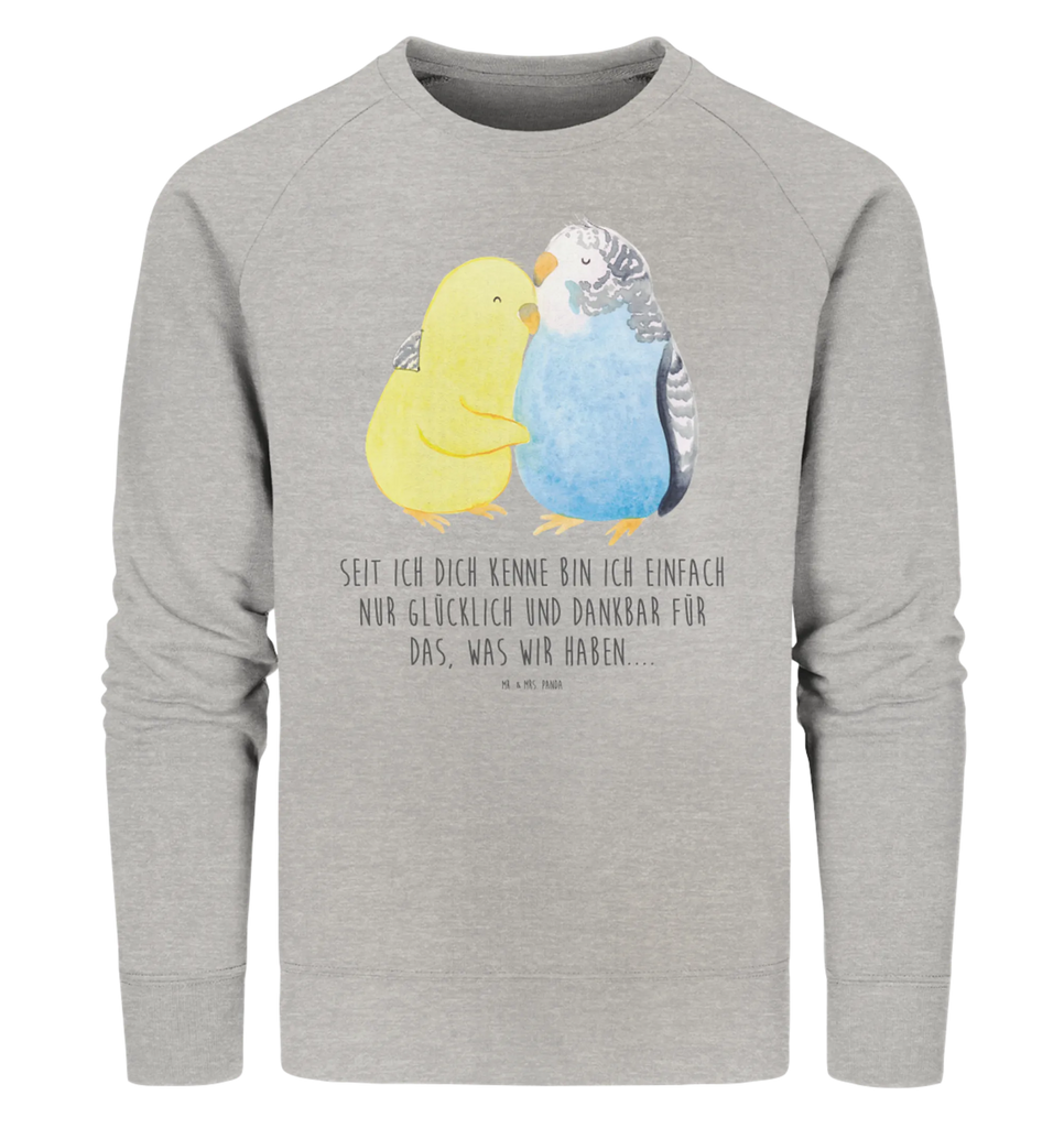 Organic Pullover Parakeets in love Pullover, Pullover Männer, Pullover Frauen, Sweatshirt, Sweatshirt Männer, Sweatshirt Frauen, Unisex, Liebe, Partner, Freund, Freundin, Ehemann, Ehefrau, Heiraten, Verlobung, Heiratsantrag, Liebesgeschenk, Jahrestag, Hocheitstag, Vögel, Wellensittich, Nähe, Kuscheln, Vertrauen