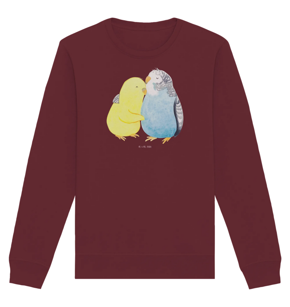 Organic Pullover Parakeets in love Pullover, Pullover Männer, Pullover Frauen, Sweatshirt, Sweatshirt Männer, Sweatshirt Frauen, Unisex, Liebe, Partner, Freund, Freundin, Ehemann, Ehefrau, Heiraten, Verlobung, Heiratsantrag, Liebesgeschenk, Jahrestag, Hocheitstag, Vögel, Wellensittich, Nähe, Kuscheln, Vertrauen