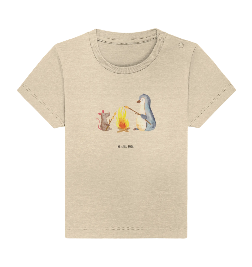 Organiczna koszulka dla niemowląt pingwin ognisko Baby T-Shirt, Jungen Baby T-Shirt, Mädchen Baby T-Shirt, Shirt, Pinguin, Maus, Pinguine, Lagerfeuer, Leben, Arbeit, Job, Motivation, Büro, Büroalltag, Lebensspruch, Lebensmotivation, Neustart, Liebe, grillen, Feuer, Marshmallows