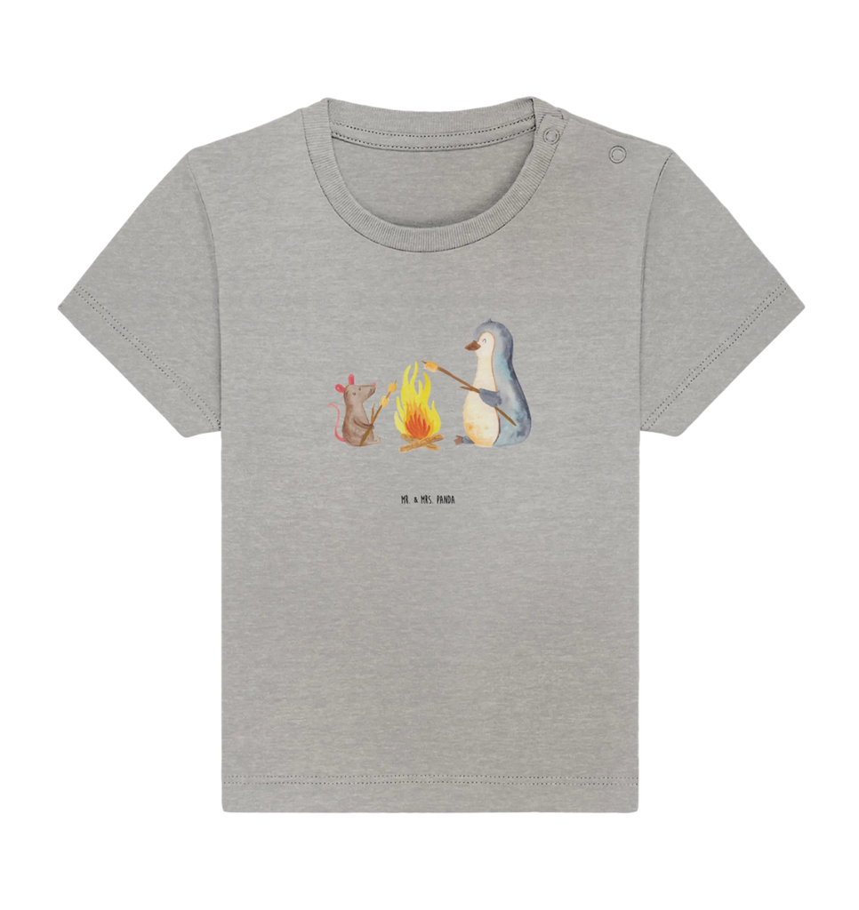 Organiczna koszulka dla niemowląt pingwin ognisko Baby T-Shirt, Jungen Baby T-Shirt, Mädchen Baby T-Shirt, Shirt, Pinguin, Maus, Pinguine, Lagerfeuer, Leben, Arbeit, Job, Motivation, Büro, Büroalltag, Lebensspruch, Lebensmotivation, Neustart, Liebe, grillen, Feuer, Marshmallows
