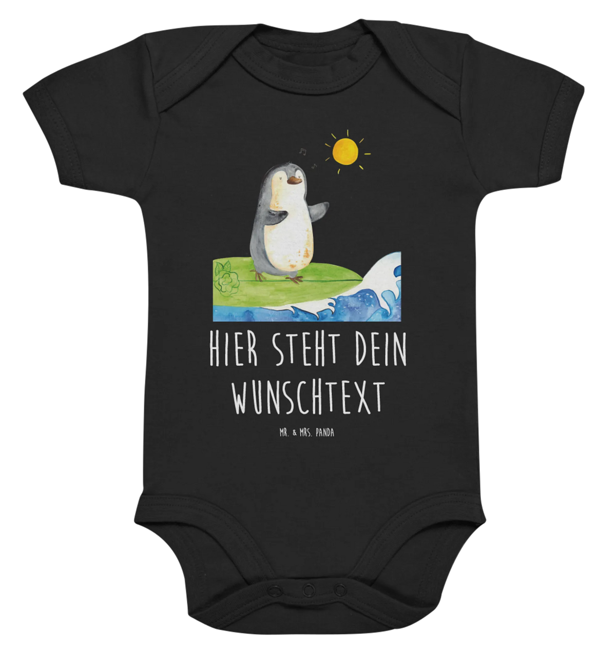 Personalized Baby Bodysuit Penguin surfer North Pole, Penguins, surfing, holidays, penguins, wave riding, waves, surfers