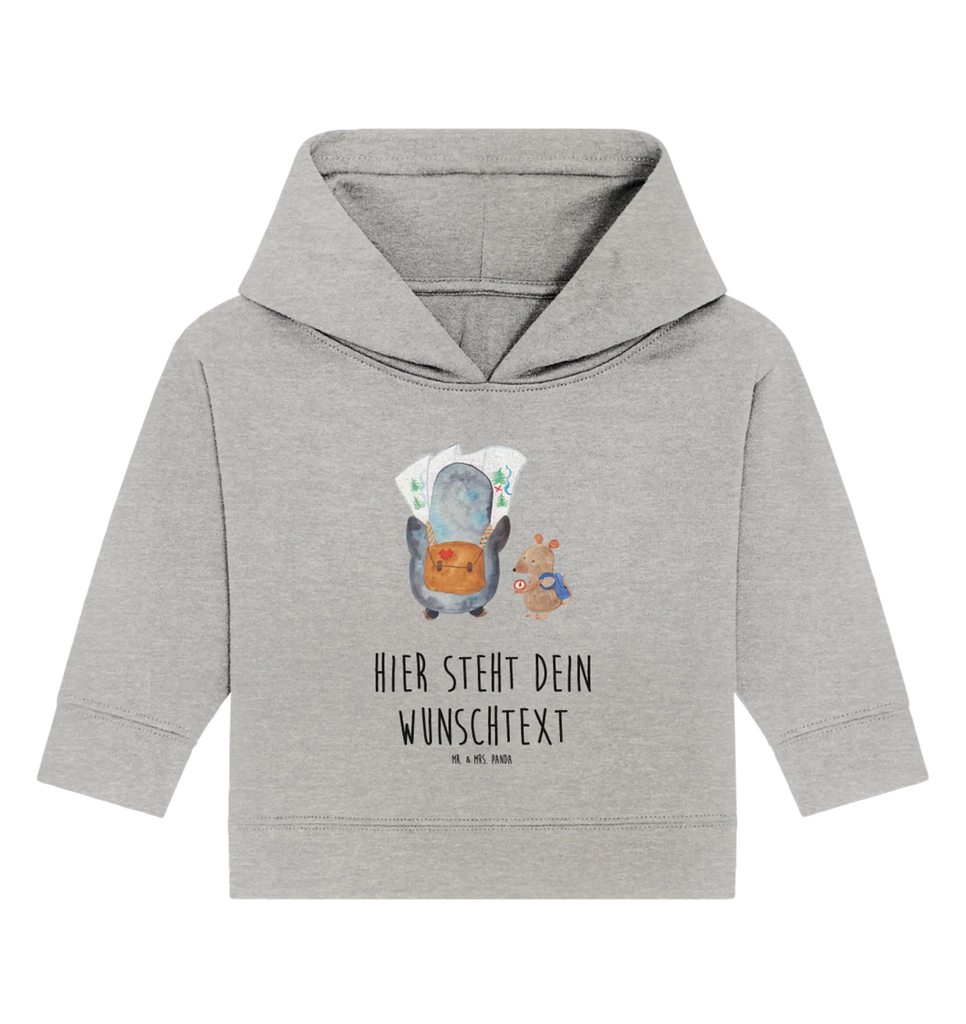 Spersonalizowana bluza z kapturem dla niemowląt Pingwin i Mysz Wędrowcy Babyhoodie Wunschtext, Personalisierter Baby Hoodie, Baby Hoodie mit Namen, Pinguin, wandern, Roadtrip, Ausflug, Wanderlust, Pinguine, Abenteurer, Abenteuer