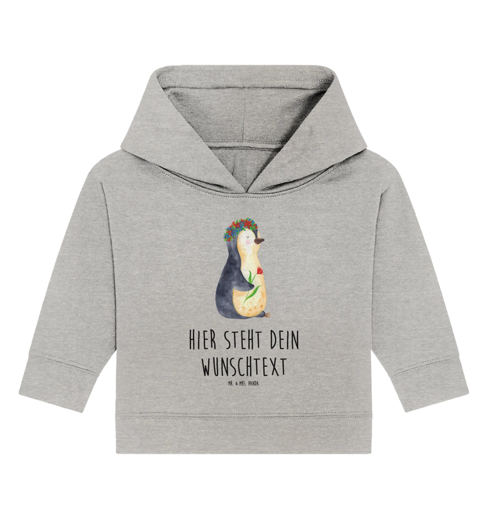 Spersonalizowana bluza z kapturem dla niemowląt pingwin kwiaty Baby Hoodie mit Namen, Personalisierter Baby Hoodie, Babyhoodie Wunschtext, Pinguin, Wünsche, Lebensziele, Ziele, Leben, Lebenslust, Motivation, Liebeskummer, Pinguine, Universum, Blumenkranz, Geschenkidee