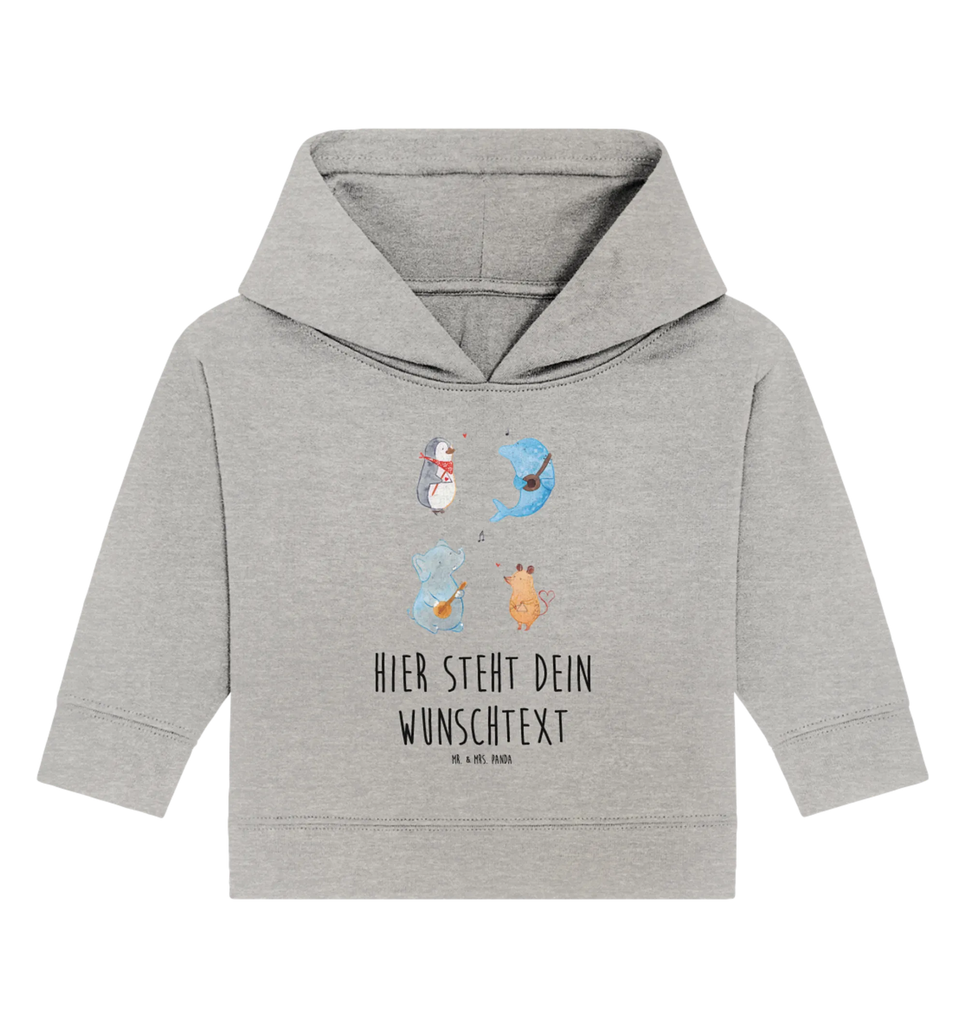 Spersonalizowana bluza z kapturem dla niemowląt Wielki zespół Personalisierter Baby Hoodie, Babyhoodie Wunschtext, Baby Hoodie mit Namen, Tiere, Lustige Sprüche, Tiermotive, Gute Laune, Triangel, Musik, Musikanten, Hund, Elefant, Maus, Band, Pinguin, Gitarre, Delfin