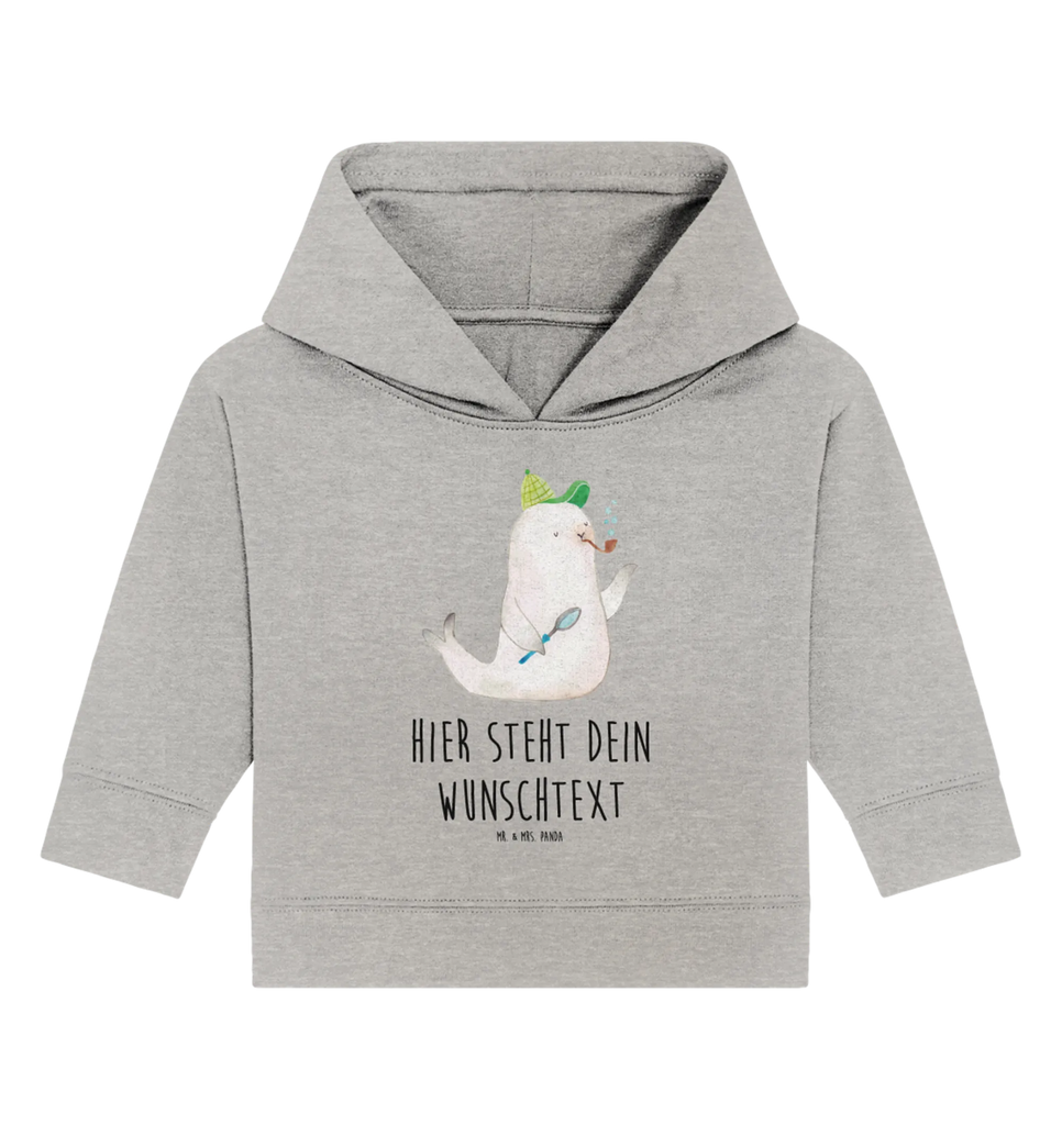 Spersonalizowana bluza z kapturem dla niemowląt foka Sherlock Baby Hoodie mit Namen, Babyhoodie Wunschtext, Personalisierter Baby Hoodie, Tiermotive, Gute Laune, Tiere, Lustige Sprüche