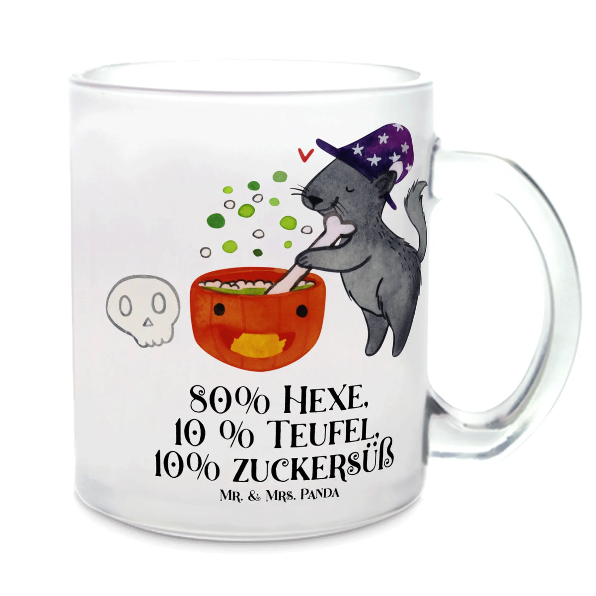 Glass tea cup Male Cat Cauldron Tea cup, tea glass, tea, mug, glass, Halloween, decoration, Martin singing, decor, gifts, giving