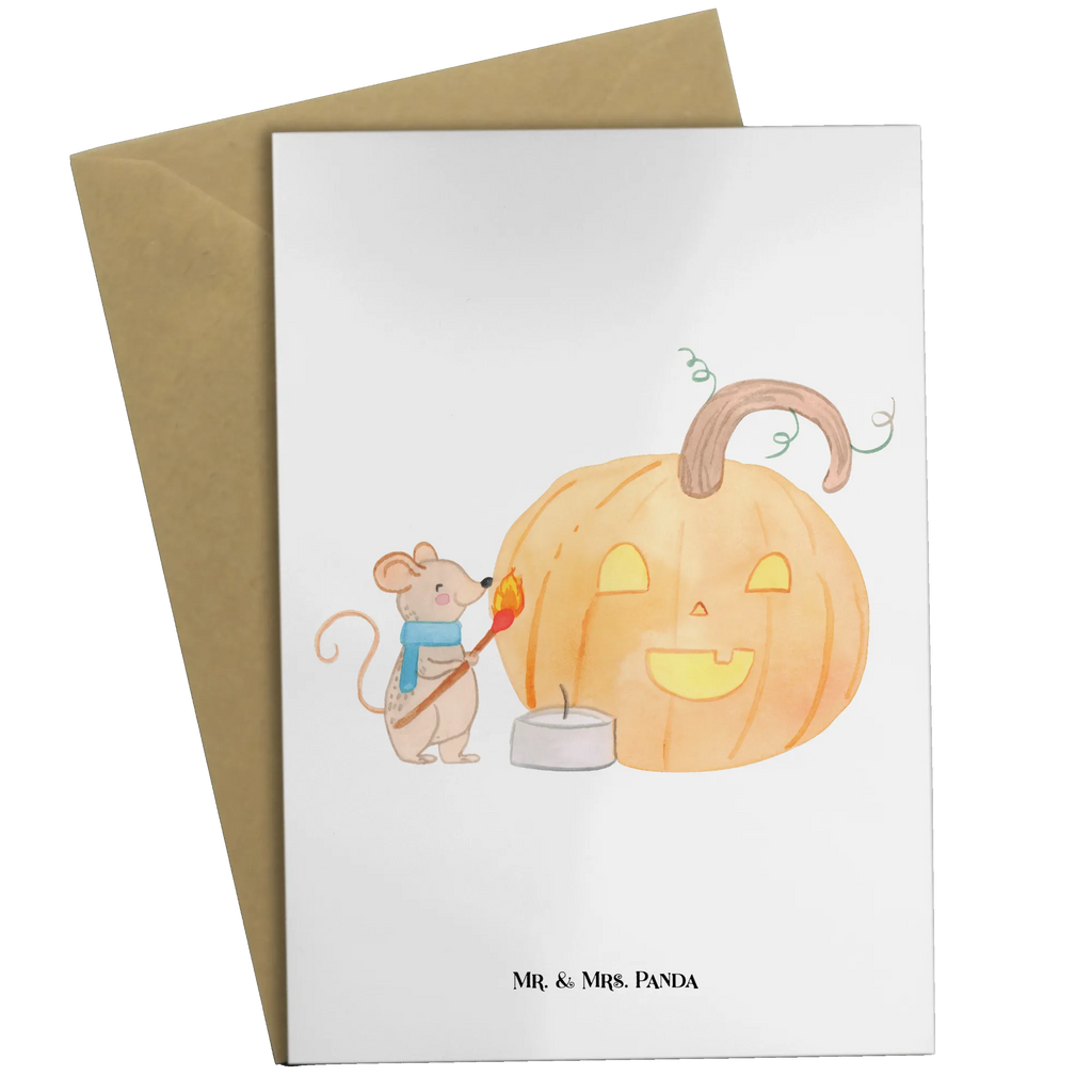 Kartka okolicznościowa dynia mysz Klappkarte, Glückwunschkarte, Grußkarte, Ansichtskarten, Einladungskarte, Hochzeitskarte, Geburtstagskarte, Karte, Halloween, Deko, Martinssingen, Dekoration, Geschenke, Schenken, Süßes sonst gibt's saures, Trick or Treat, Halloween Deko, Kerzen, Maus, Kürbis