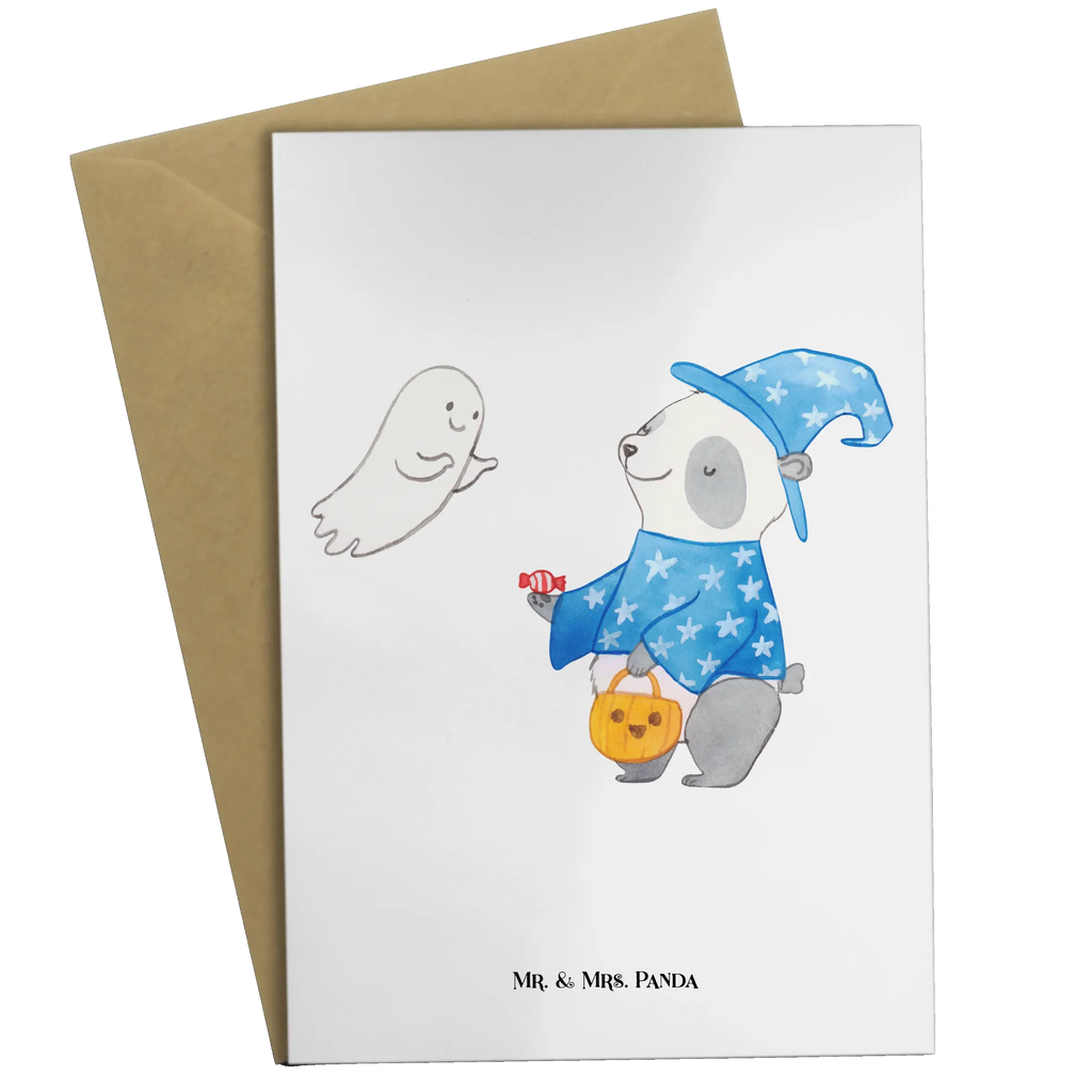 Greetings card Panda Wizard Geburtstagskarte, Hochzeitskarte, Ansichtskarten, Glückwunschkarte, Grußkarte, Einladungskarte, Klappkarte, Karte, Halloween, Deko, Martinssingen, Dekoration, Geschenke, Schenken, Halloween Deko, Süßes sonst gibt's saures, Panda, Gespenst, Trick or Treat, Zauberer