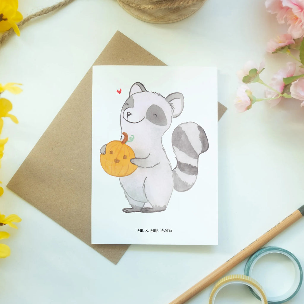 Greetings card Raccoon Pumpkin greeting card, wedding card, folding card, birthday card, invitation card, Halloween, decoration, Martin singing, decor, gifts, giving