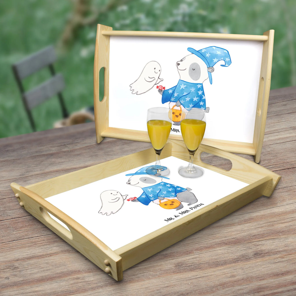 Serving tray Panda Wizard Serviertablett, Holztablett, Dekotablett, Tablett, Frühstückstablett, Küchentablett, Halloween, Deko, Martinssingen, Dekoration, Geschenke, Schenken, Zauberer, Gespenst, Trick or Treat, Halloween Deko, Panda, Süßes sonst gibt's saures