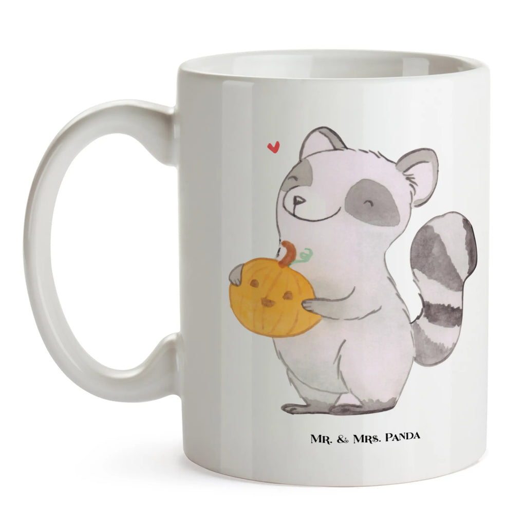 Kubek szop pracz dynia Kaffeetasse, Keramiktasse, Tasse mit Motiven, Tasse mit Zitaten, Porzellantasse, Tasse, Geschenktasse, Teetasse, Bürotasse, Halloween, Deko, Martinssingen, Dekoration, Geschenke, Schenken, Trick or Treat, Waschbär, Kürbis, Halloween Deko, Süßes sonst gibt's saures