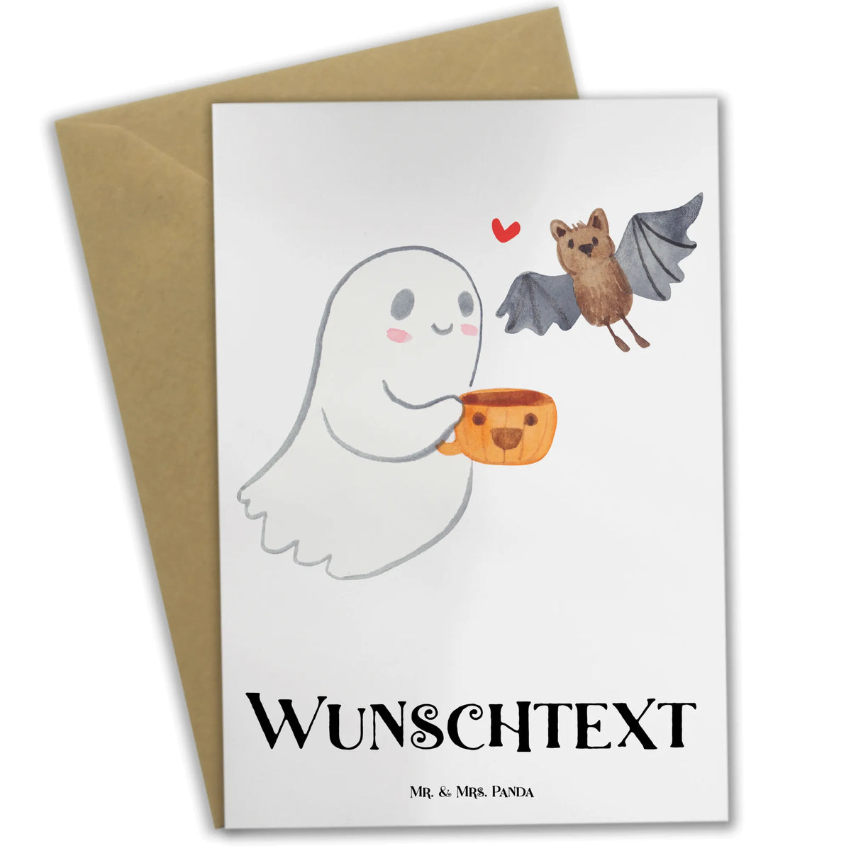 Personalised greetings card Ghost Coffee Halloween, decoration, Martin singing, decor, gifts, giving