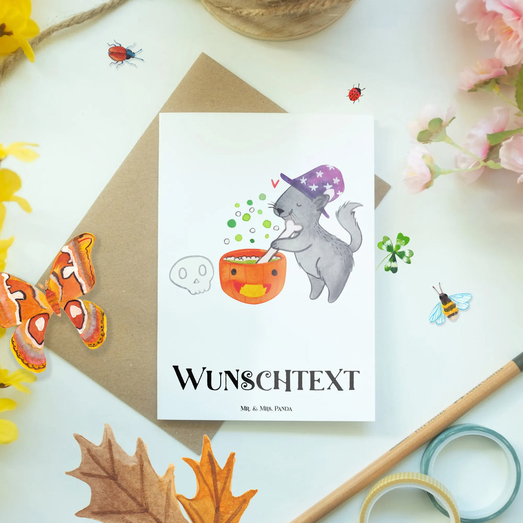 Personalised greetings card Male Cat Cauldron Halloween, decoration, Martin singing, decor, gifts, giving