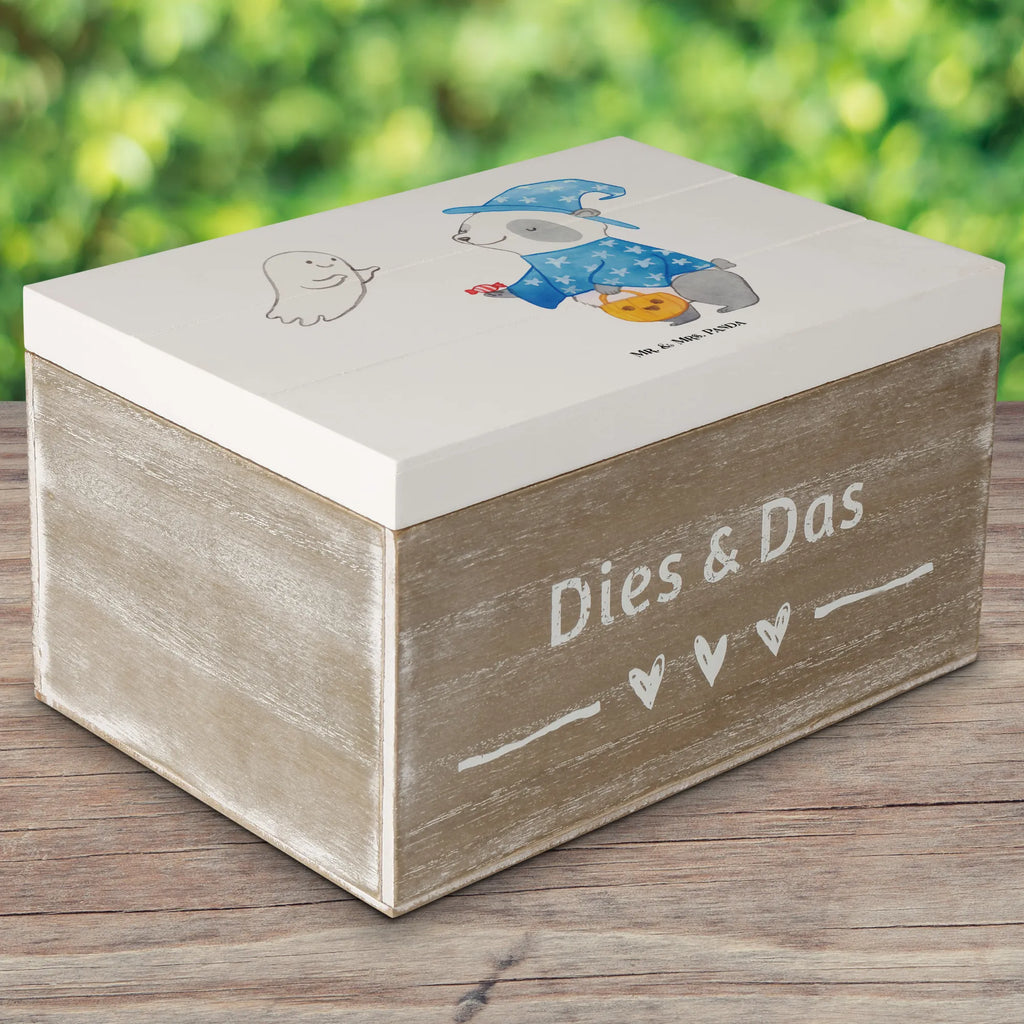 Holzkiste Panda Zauberer Erinnerungsbox, Schatzkiste, Geschenkbox, Erinnerungskiste, Kiste, Schatulle, Truhe, Aufbewahrungsbox, Holzkiste, XXL, Geschenkdose, Dekokiste, Halloween, Deko, Martinssingen, Dekoration, Geschenke, Schenken, Süßes sonst gibt's saures, Gespenst, Halloween Deko, Trick or Treat, Panda, Zauberer