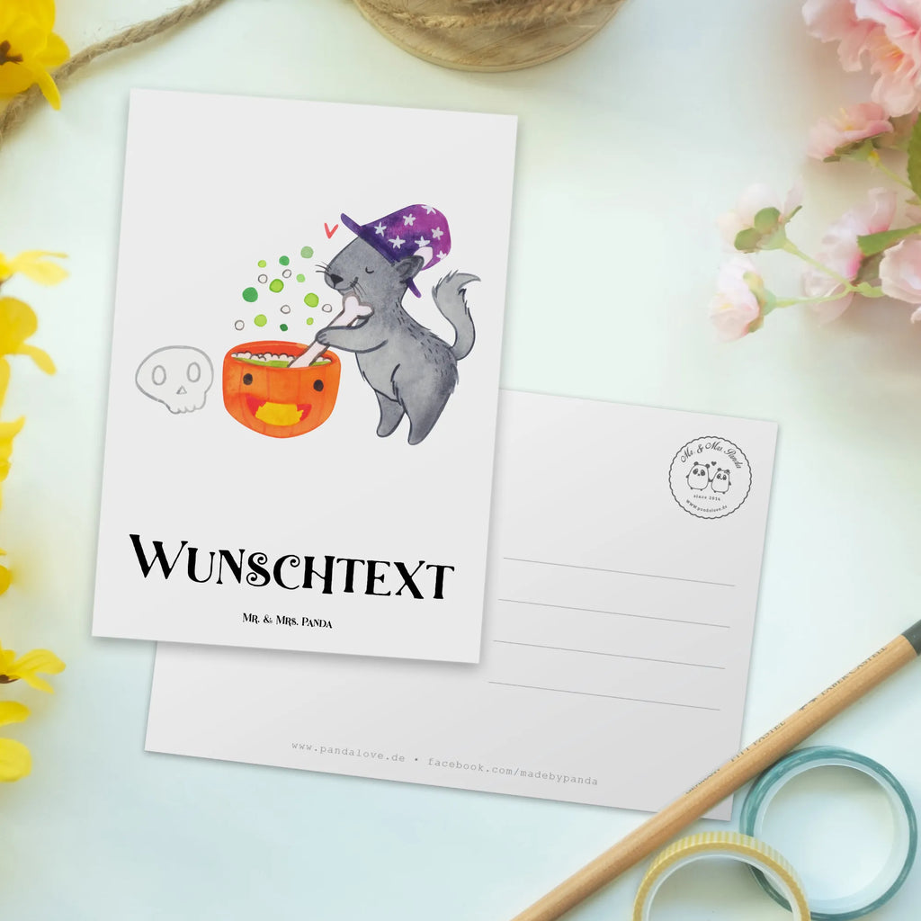 Personalisierte Postkarte Kater Hexenkessel Karte mit Namen, Postkarte mit Wunschtext, Einladung mit Wunschtext, Geschenkkarte mit Namen, Grußkarte mit Wunschtext, Postkarte mit Namen, Postkarte bedrucken, Geschenkkarte mit Wunschtext, Einladung mit Namen, Grußkarte mit Namen, Ansichtskarte mit Namen, Karte mit Wunschtext, Ansichtskarte mit Wunschtext, Postkarte personalisierbar, Halloween, Deko, Martinssingen, Dekoration, Geschenke, Schenken, Hexe, Zaubertrank, Hexenkessel, Zaubern, Kater