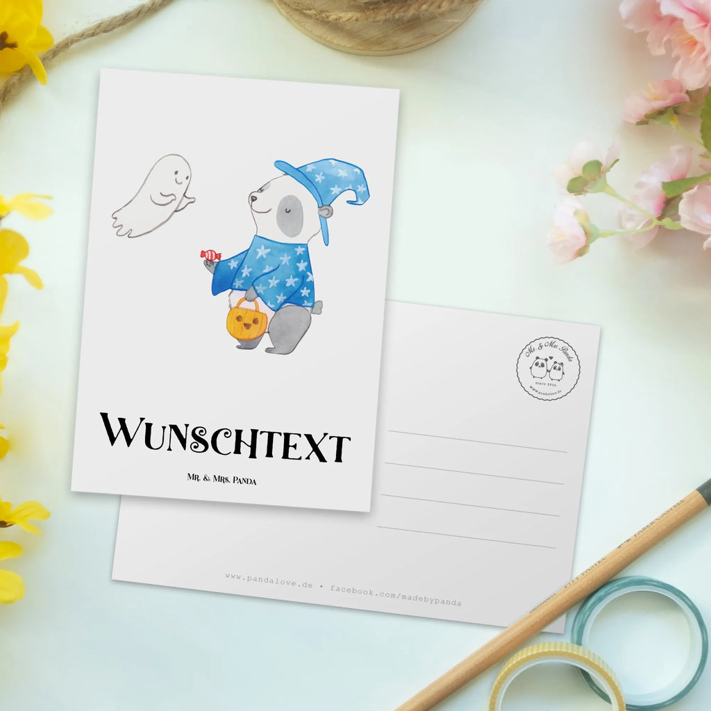 Personalizowana kartka pocztowa Panda Czarodziej Halloween, dekoracje, Martinssingen, dekoracja, prezenty, dawanie