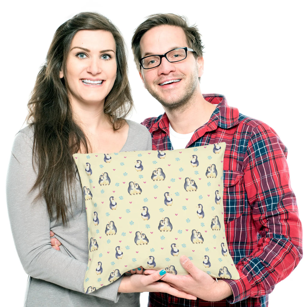 Cushion Penguin embrace settee, soft, pillow case, pad, sofa, 40 x 40, Pillow, couch, fluffy, bedroom, 40x40, cushion, pillows, bed, Penguin, North Pole, Winter, Penguins, wedding, love gift, penguin, wedding gift, lovers, anniversary, proof of love, engagement, love, wedding day