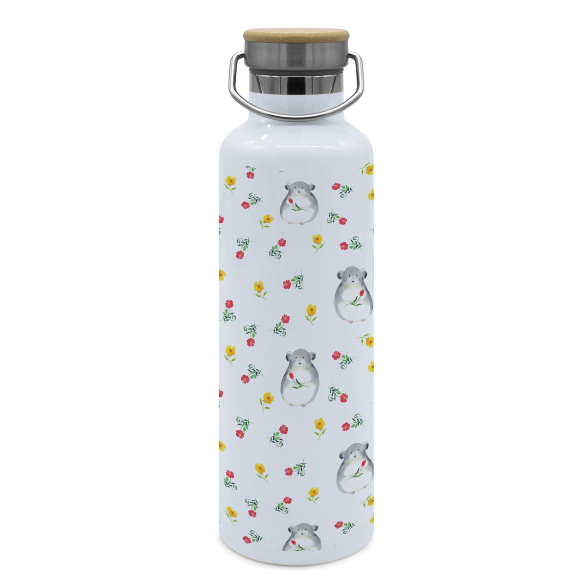 Drinks bottle chinchilla flower small animals, cute, funny, cute animal motives, hand drawn, small world, funny sayings, good mood, happy, gifts, gift ideas, special gifts, animal lover, card, depression, being sad, office, grief, chinchillas, heartache, chaos, chinchilla, office life, happiness
