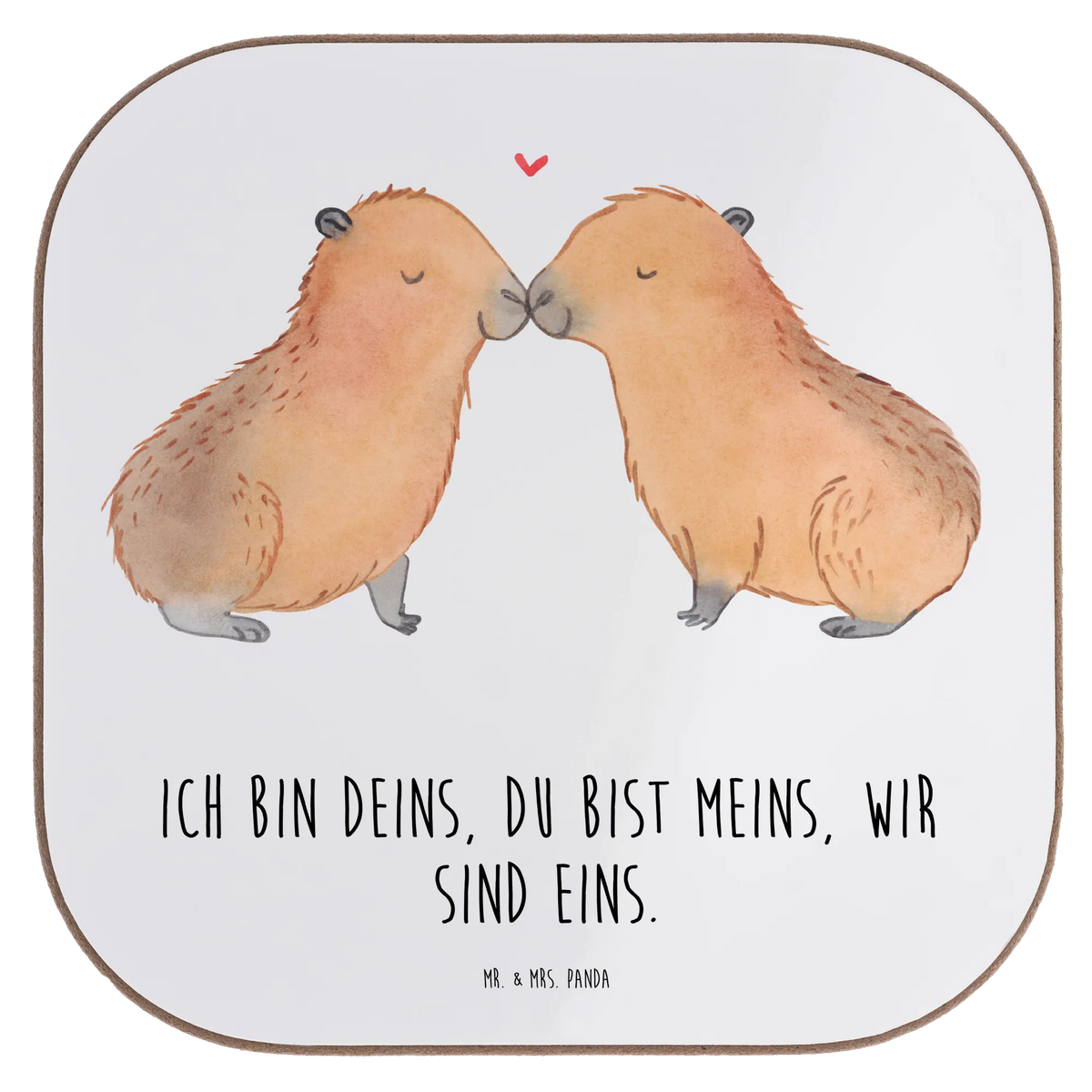 Square coaster Capybara love breakfast, Coasters, presents, party, gift, glass coasters, gifts, small animals, cute, funny, cute animal motives, hand drawn, small world, funny sayings, good mood, happy, gift ideas, special gifts, animal lover, card