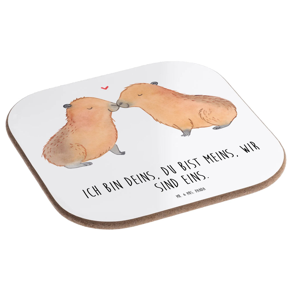 Square coaster Capybara love breakfast, Coasters, presents, party, gift, glass coasters, gifts, small animals, cute, funny, cute animal motives, hand drawn, small world, funny sayings, good mood, happy, gift ideas, special gifts, animal lover, card