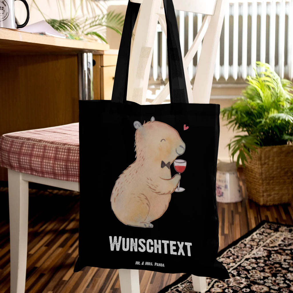 Personalised tote bag Capybara wine small animals, cute, funny, cute animal motives, hand drawn, small world, funny sayings, good mood, happy, gifts, gift ideas, special gifts, animal lover, card