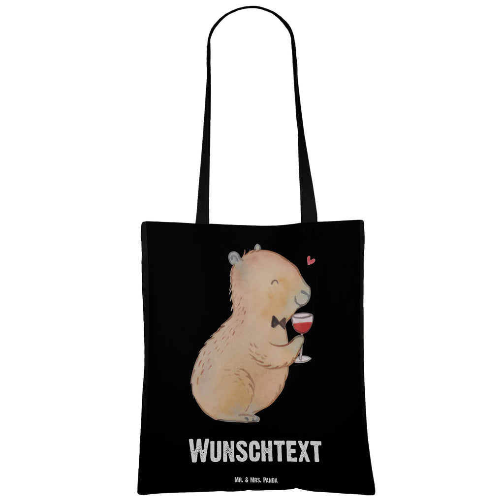 Personalised tote bag Capybara wine small animals, cute, funny, cute animal motives, hand drawn, small world, funny sayings, good mood, happy, gifts, gift ideas, special gifts, animal lover, card