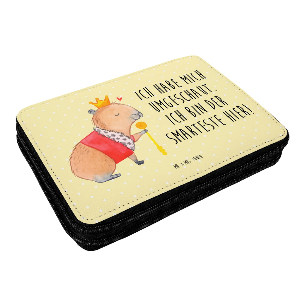 Leather folder Capybara King pencil case, motif, pupil, pen roll, pencil bag, gift, enrolment, school, child, primary school, small animals, cute, funny, cute animal motives, hand drawn, small world, funny sayings, good mood, happy, gifts, gift ideas, special gifts, animal lover, card