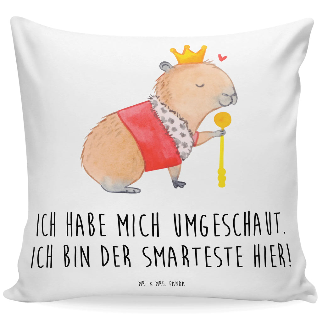 Cushion Capybara King sofa, Pillow, settee, pillow case, bed, pad, fluffy, 40 x 40, bedroom, 40x40, pillows, soft, couch, cushion, small animals, cute, funny, cute animal motives, hand drawn, small world, funny sayings, good mood, happy, gifts, gift ideas, special gifts, animal lover, card
