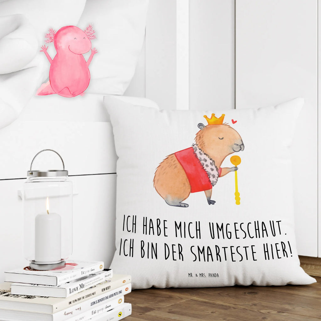 Cushion Capybara King sofa, Pillow, settee, pillow case, bed, pad, fluffy, 40 x 40, bedroom, 40x40, pillows, soft, couch, cushion, small animals, cute, funny, cute animal motives, hand drawn, small world, funny sayings, good mood, happy, gifts, gift ideas, special gifts, animal lover, card