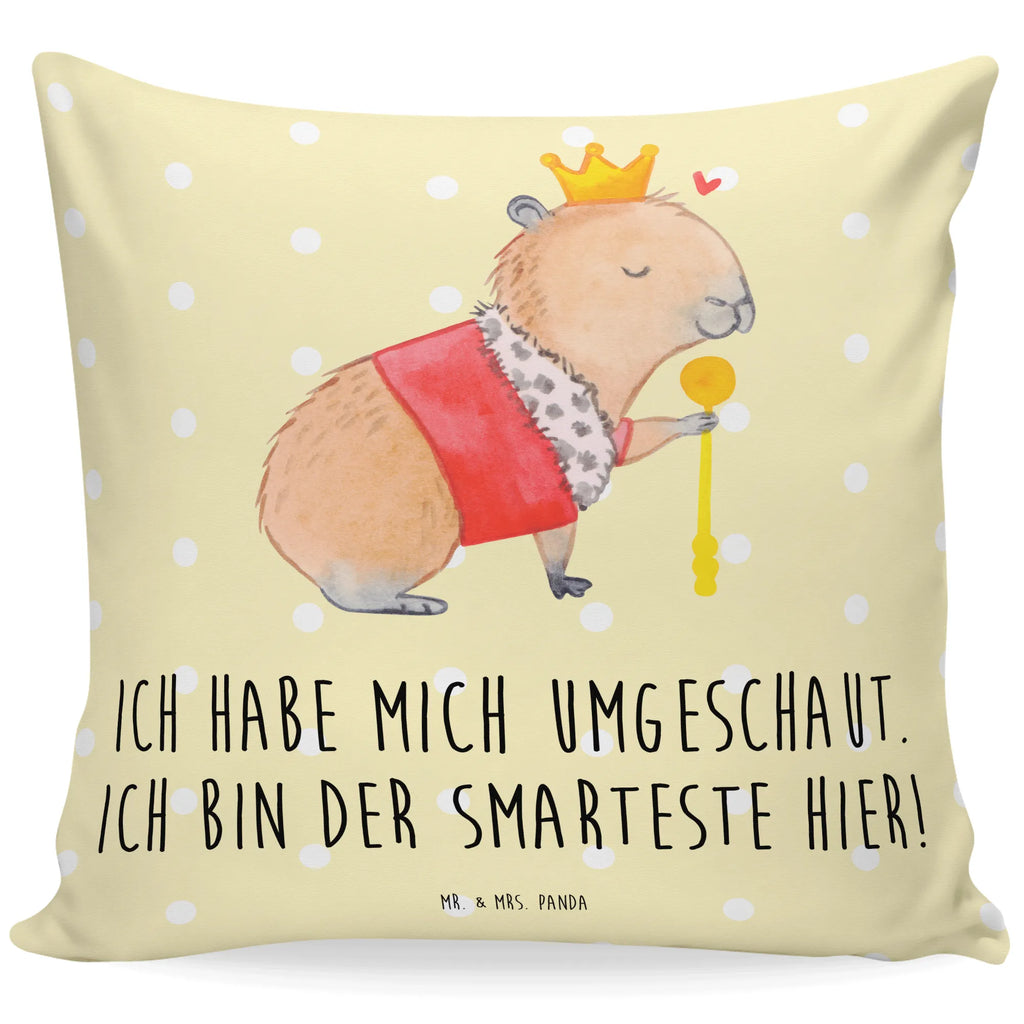 Cushion Capybara King sofa, Pillow, settee, pillow case, bed, pad, fluffy, 40 x 40, bedroom, 40x40, pillows, soft, couch, cushion, small animals, cute, funny, cute animal motives, hand drawn, small world, funny sayings, good mood, happy, gifts, gift ideas, special gifts, animal lover, card