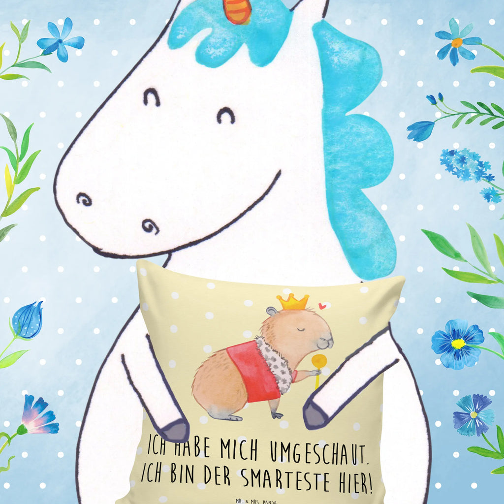 Cushion Capybara King sofa, Pillow, settee, pillow case, bed, pad, fluffy, 40 x 40, bedroom, 40x40, pillows, soft, couch, cushion, small animals, cute, funny, cute animal motives, hand drawn, small world, funny sayings, good mood, happy, gifts, gift ideas, special gifts, animal lover, card