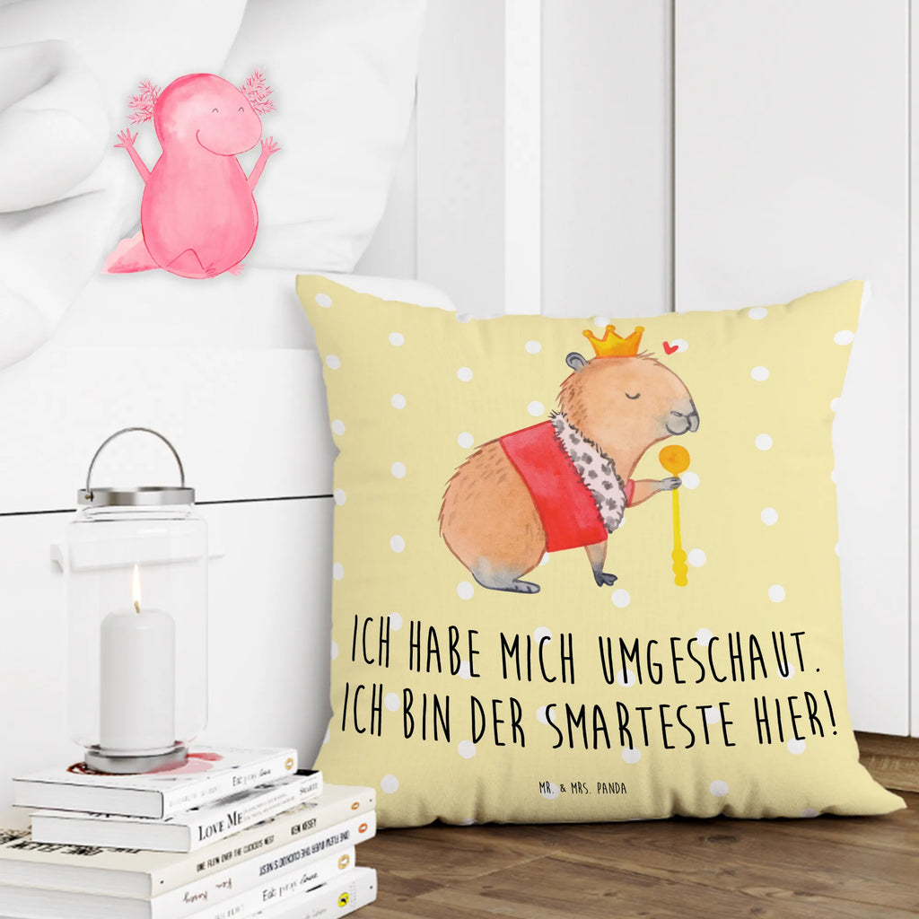 Cushion Capybara King sofa, Pillow, settee, pillow case, bed, pad, fluffy, 40 x 40, bedroom, 40x40, pillows, soft, couch, cushion, small animals, cute, funny, cute animal motives, hand drawn, small world, funny sayings, good mood, happy, gifts, gift ideas, special gifts, animal lover, card