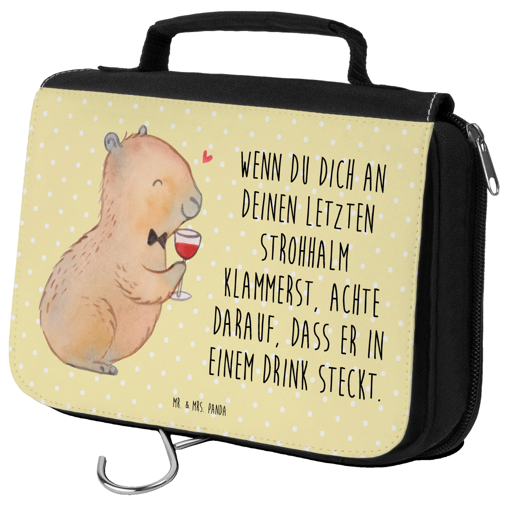 Wash bag Capybara wine Toilet bag, Wash bag, Ladies, Gentlemen, To hang up, Cosmetic bag, small animals, cute, funny, cute animal motives, hand drawn, small world, funny sayings, good mood, happy, gifts, gift ideas, special gifts, animal lover, card