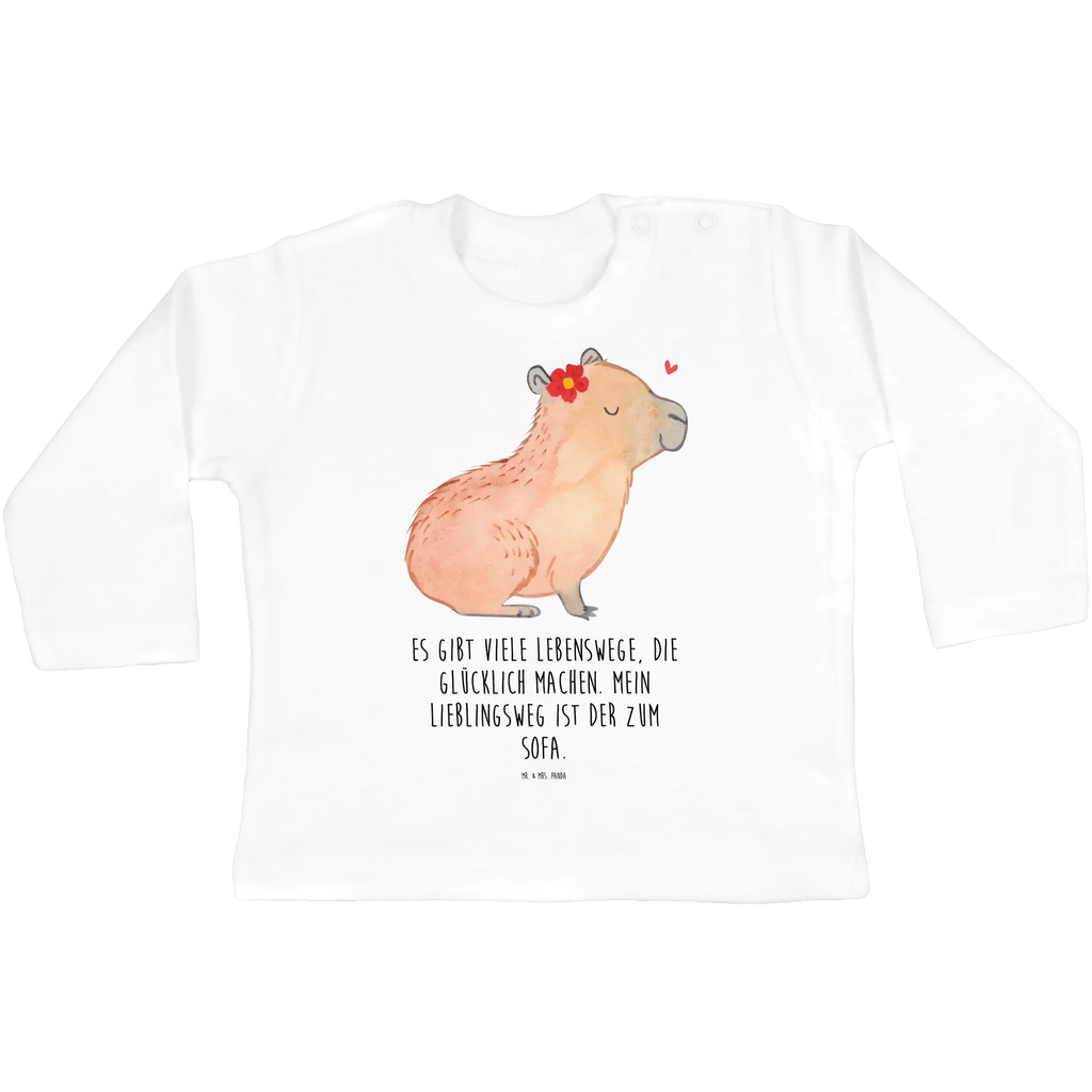 Baby long-sleeve Capybara flower clothing, boys, Girls, baby, bio, long sleeve, small animals, cute, funny, cute animal motives, hand drawn, small world, funny sayings, good mood, happy, gifts, gift ideas, special gifts, animal lover, card