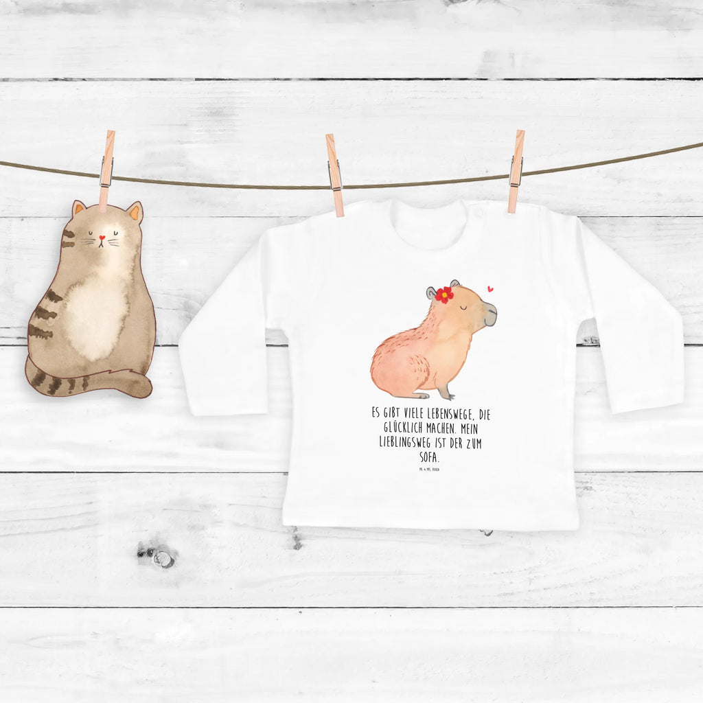 Baby long-sleeve Capybara flower clothing, boys, Girls, baby, bio, long sleeve, small animals, cute, funny, cute animal motives, hand drawn, small world, funny sayings, good mood, happy, gifts, gift ideas, special gifts, animal lover, card