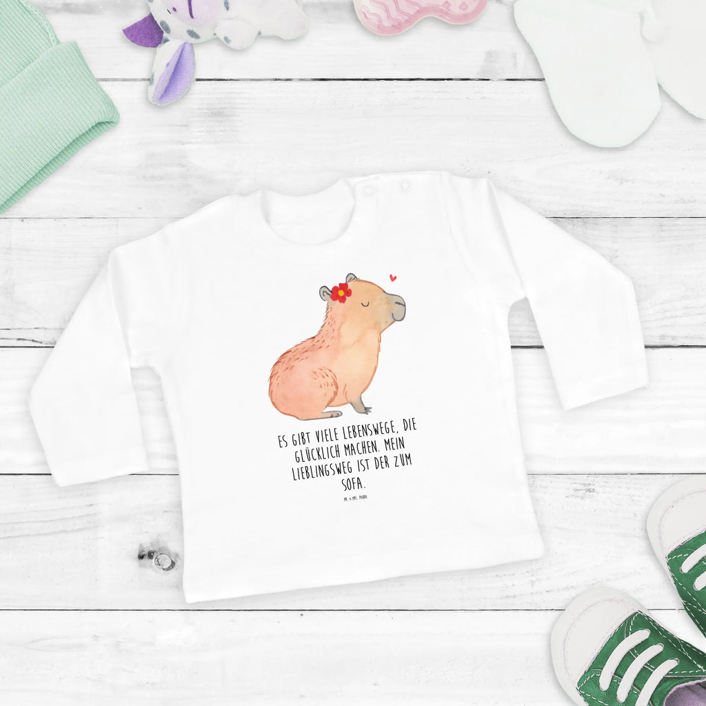Baby long-sleeve Capybara flower clothing, boys, Girls, baby, bio, long sleeve, small animals, cute, funny, cute animal motives, hand drawn, small world, funny sayings, good mood, happy, gifts, gift ideas, special gifts, animal lover, card