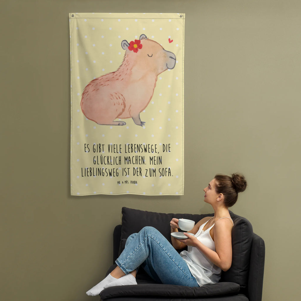 Tapestry Capybara flower Boho, Tapestry, Decoration, Wall hanging, small animals, cute, funny, cute animal motives, hand drawn, small world, funny sayings, good mood, happy, gifts, gift ideas, special gifts, animal lover, card