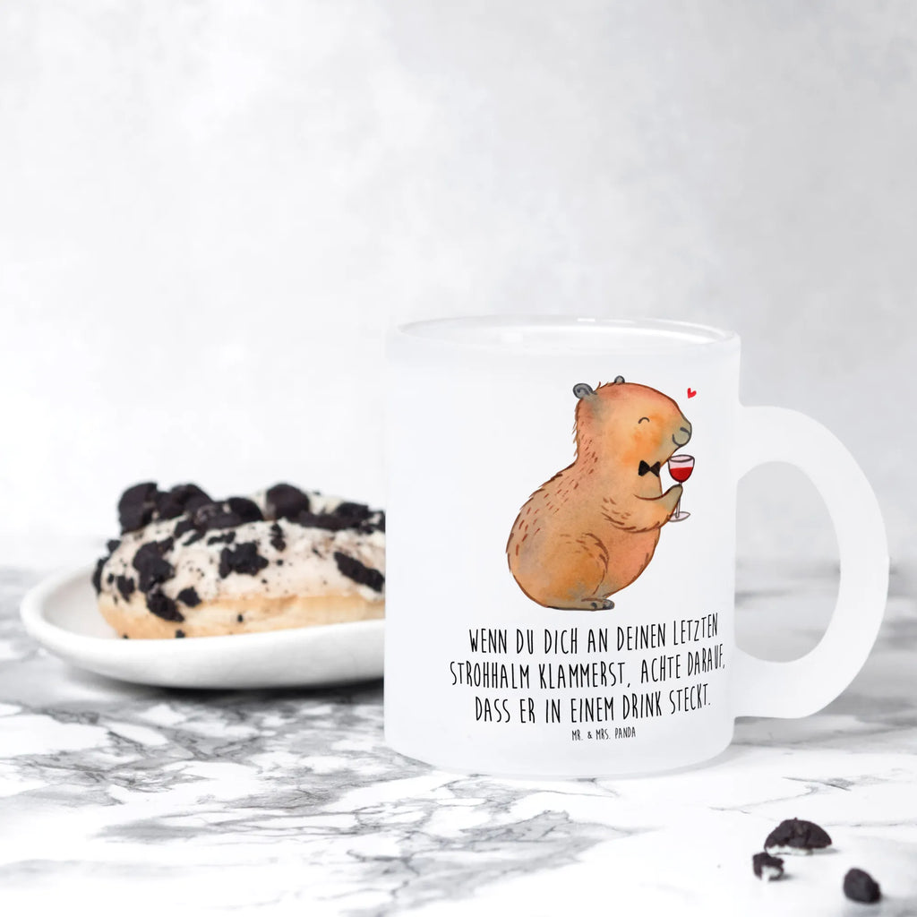 Glass tea cup Capybara wine tea, tea glass, mug, Tea cup, glass, small animals, cute, funny, cute animal motives, hand drawn, small world, funny sayings, good mood, happy, gifts, gift ideas, special gifts, animal lover, card