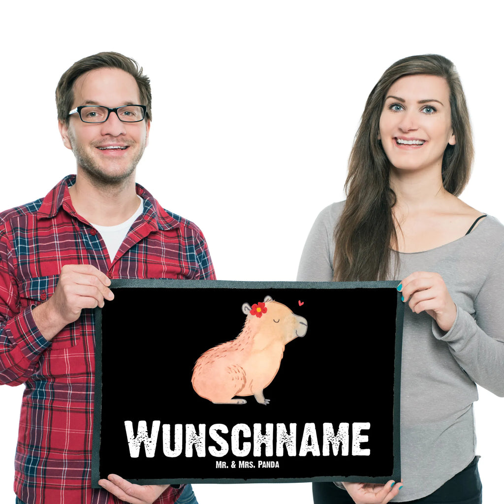 Personalisierte Fußmatte Capybara Blume Fußmatte bedrucken, Personalisiert, Personalisierte Fußmatte, Wunschnamen, Bedrucken, Türvorleger mit Namen, Haustürmatte personalisiert, Personalisieruung, Türvorleger personalisiert, Fußmatte mit Namen, Namensfussmatte, Tiermotive, Gute Laune, lustige Sprüche, Tiere, Capybara