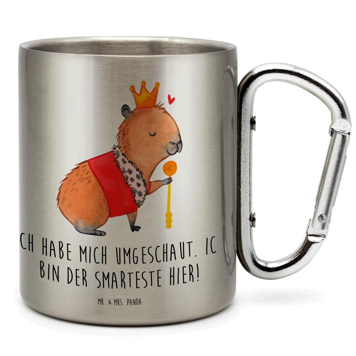 Stainless steel mug Capybara King small animals, cute, funny, cute animal motives, hand drawn, small world, funny sayings, good mood, happy, gifts, gift ideas, special gifts, animal lover, card