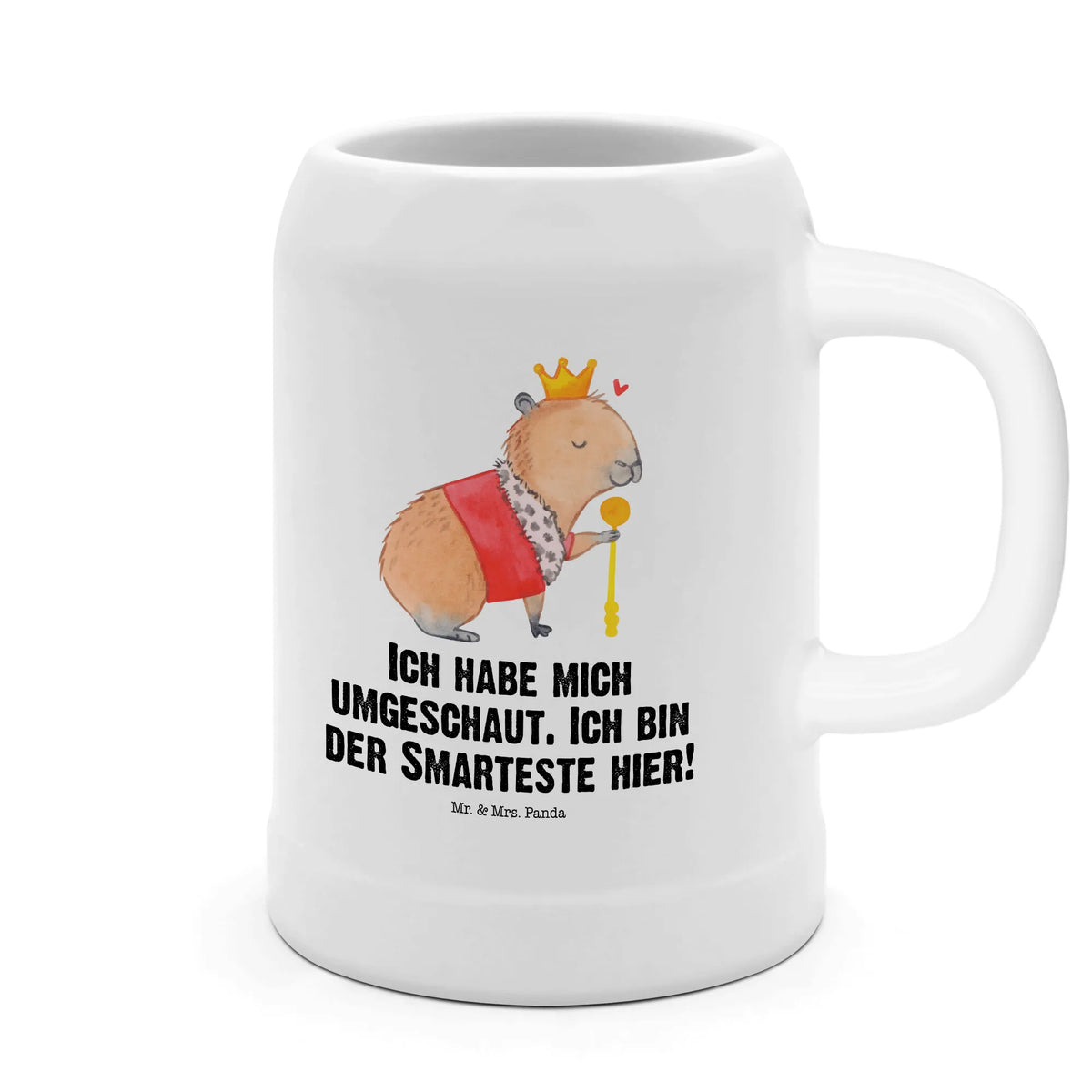 Bierkrug Capybara König Tonkrug, Bierhumpen, Bierbecher, Steinzeugkrug, Bier Seidel, Bier Humpen, Steinbierkrug, Steinkrug, Trinkkrug, Humpen, Steingutkrug, Krug, Keramikkrug, Seidel, Mr. & Mrs. Panda Bierkrug, Lustige Sprüche, Tiere, Tiermotive, Gute Laune, Capybara, König