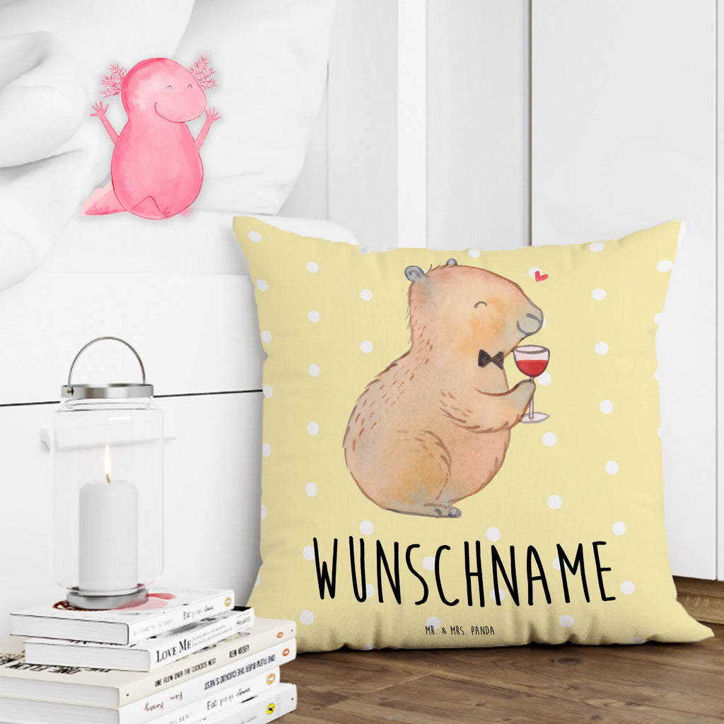 Personalised cushion Capybara wine small animals, cute, funny, cute animal motives, hand drawn, small world, funny sayings, good mood, happy, gifts, gift ideas, special gifts, animal lover, card