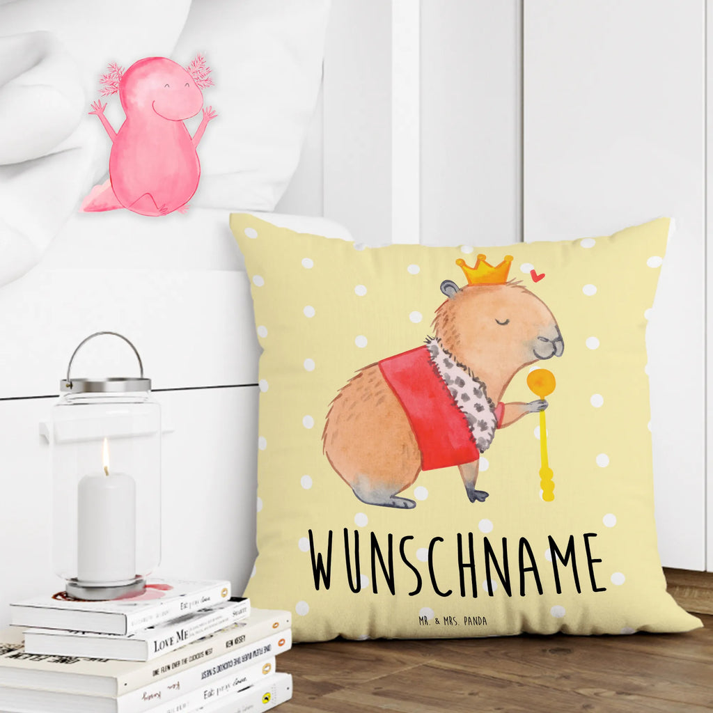 Personalised cushion Capybara King small animals, cute, funny, cute animal motives, hand drawn, small world, funny sayings, good mood, happy, gifts, gift ideas, special gifts, animal lover, card