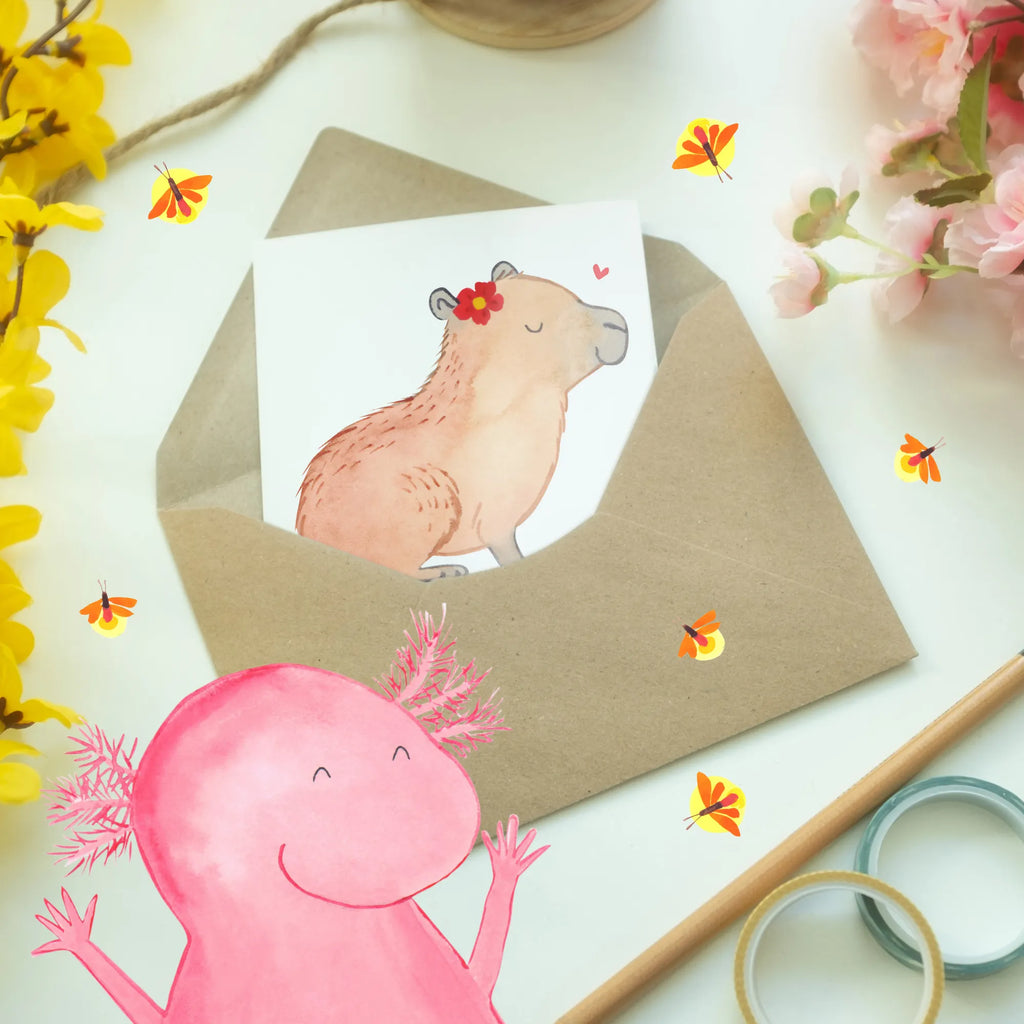 Personalised greetings card Capybara flower small animals, cute, funny, cute animal motives, hand drawn, small world, funny sayings, good mood, happy, gifts, gift ideas, special gifts, animal lover, card