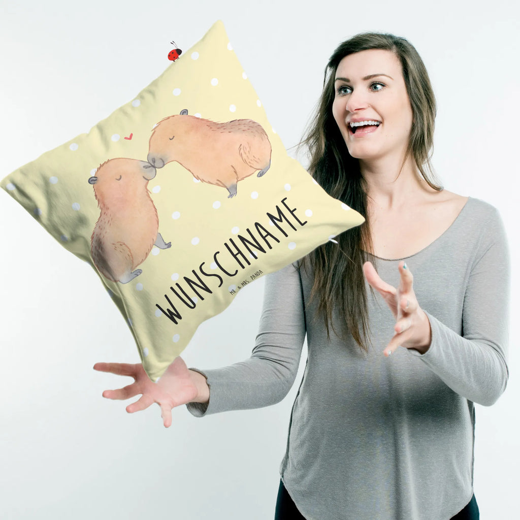 Personalised cushion Capybara love small animals, cute, funny, cute animal motives, hand drawn, small world, funny sayings, good mood, happy, gifts, gift ideas, special gifts, animal lover, card