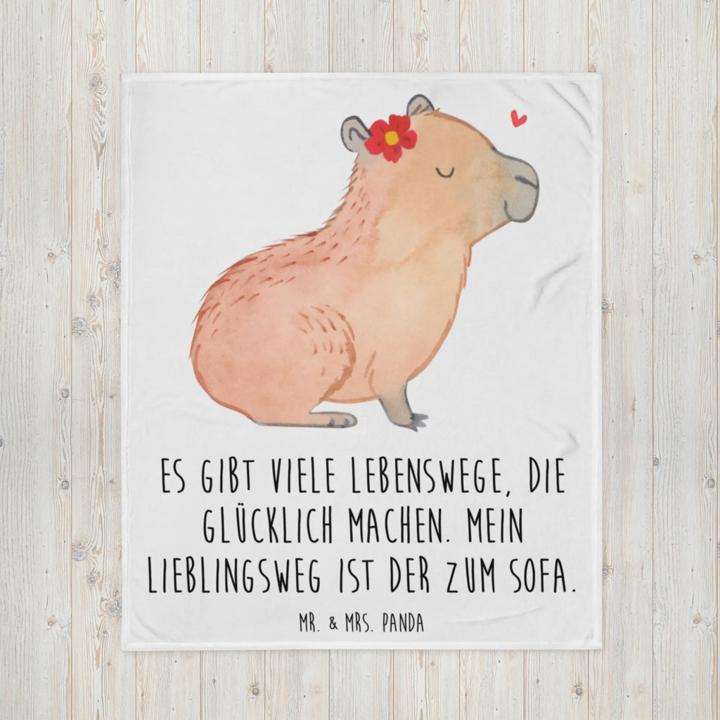 Kuscheldecke Capybara Blume Tagesdecke, Wohndecke, Wolldecke, Decke, Sofadecke, Tiermotive, Gute Laune, lustige Sprüche, Tiere, Capybara