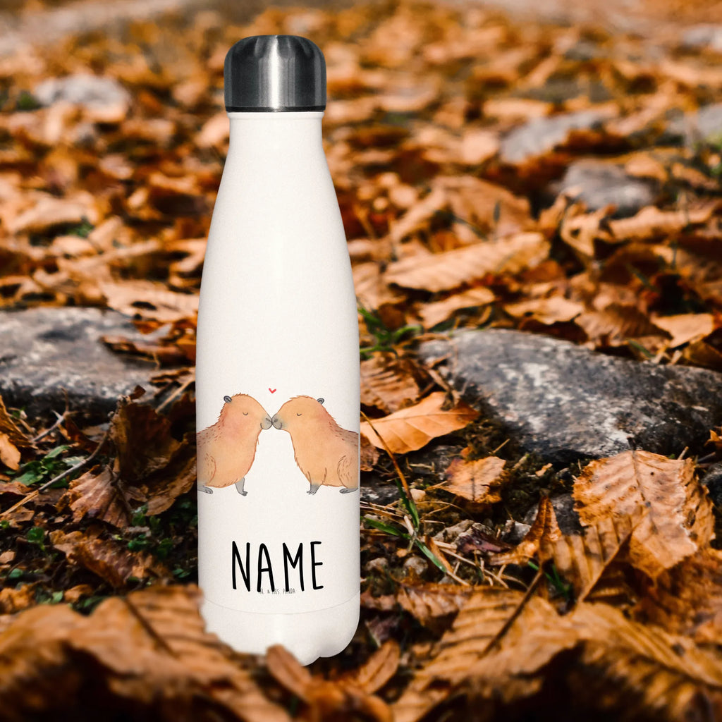 Personalised insulated bottle Capybara love small animals, cute, funny, cute animal motives, hand drawn, small world, funny sayings, good mood, happy, gifts, gift ideas, special gifts, animal lover, card
